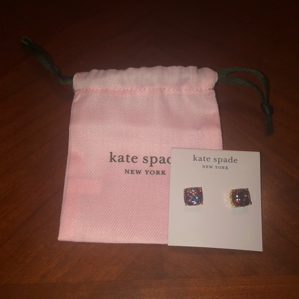 NWT Kate spade square earring multi color gold mount